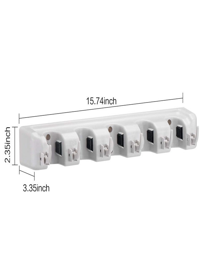 Champs White 5-Slot Wall Mounted Mop Broom Holder, 16" x 3.5" x 2.5", Modern Style, 25 lbs Capacity, Garage, Laundry, Kitchen - Image 2
